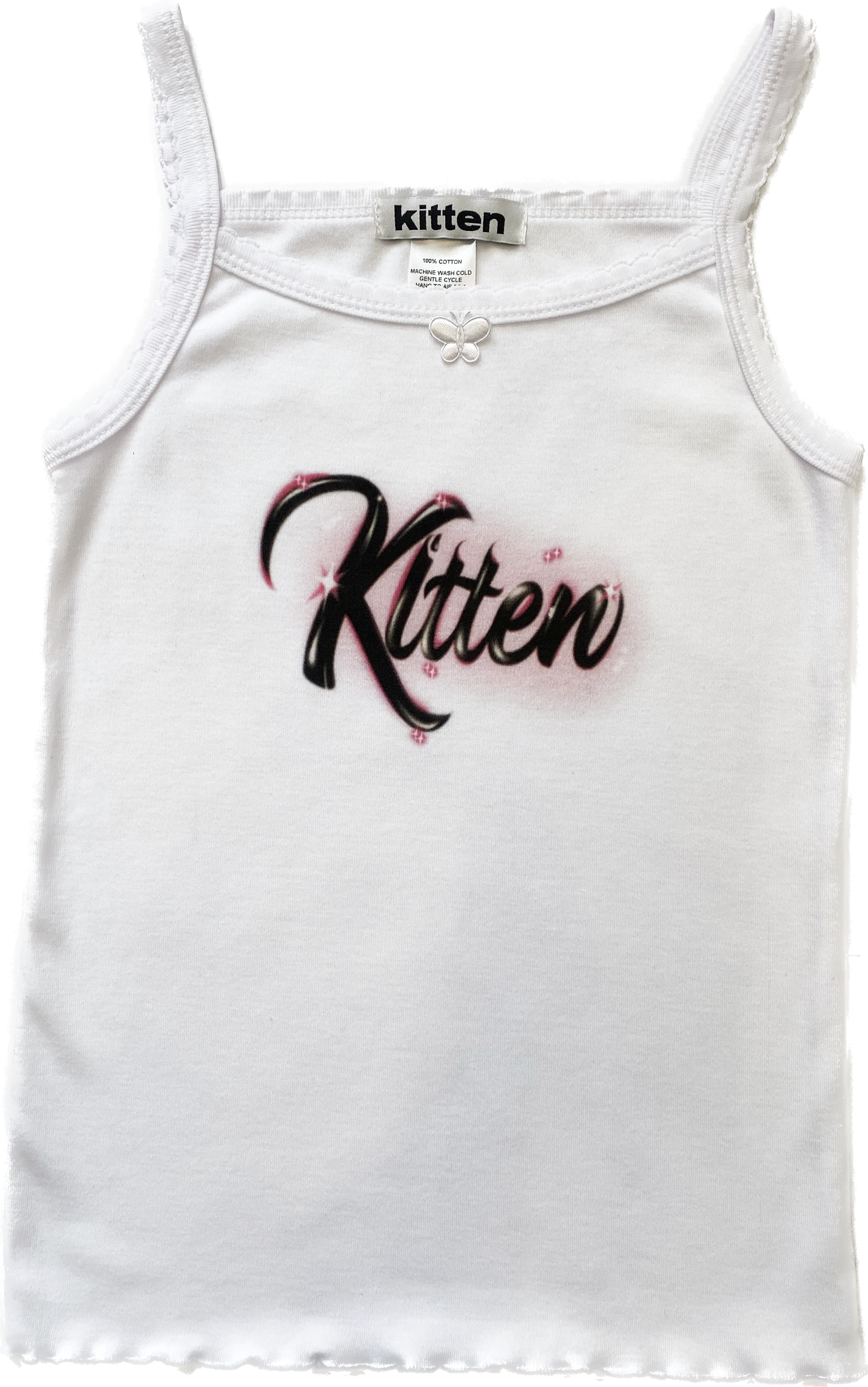 Kitten Airbrush Tank Top in White