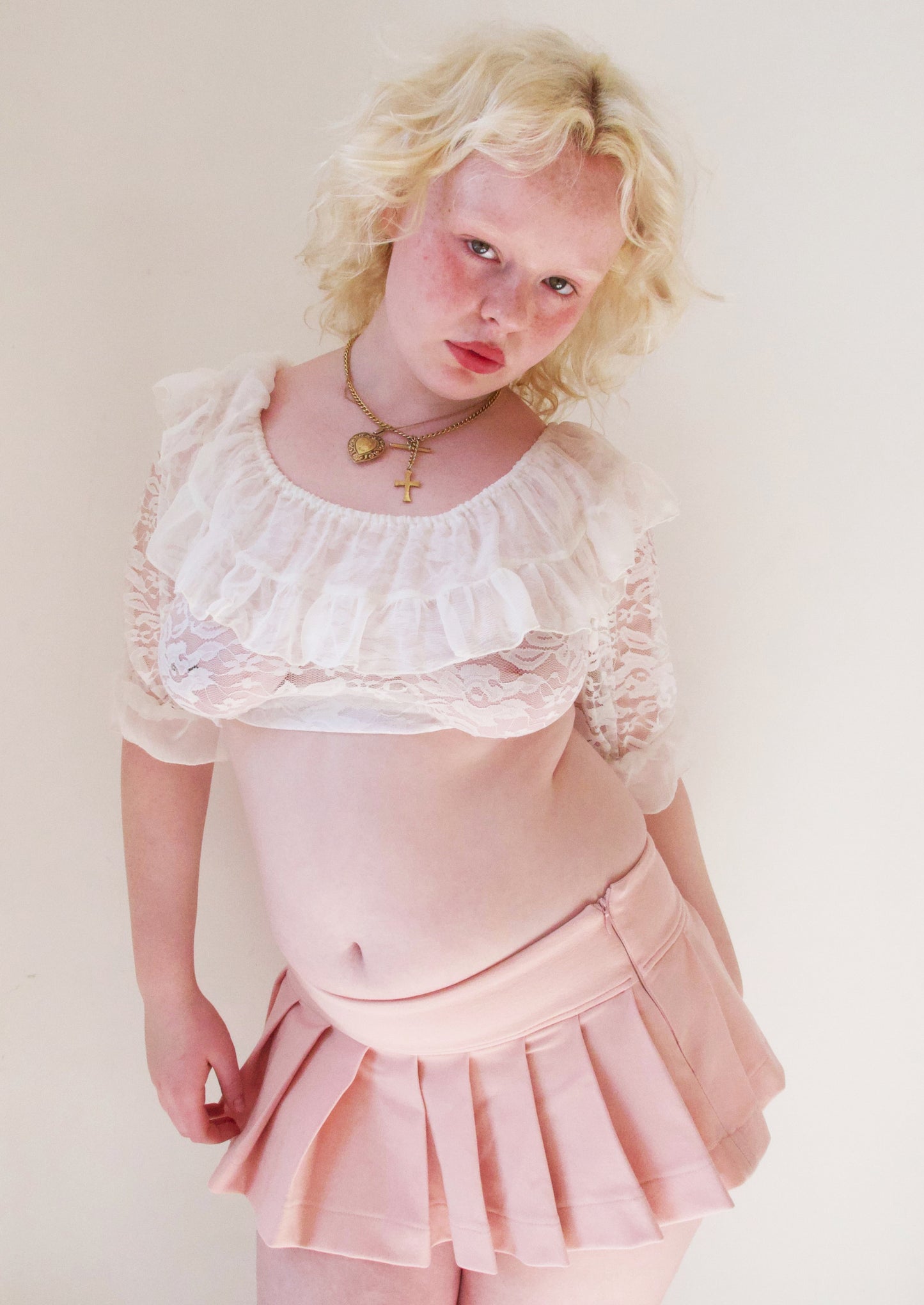 Mercedes Top in White Lace