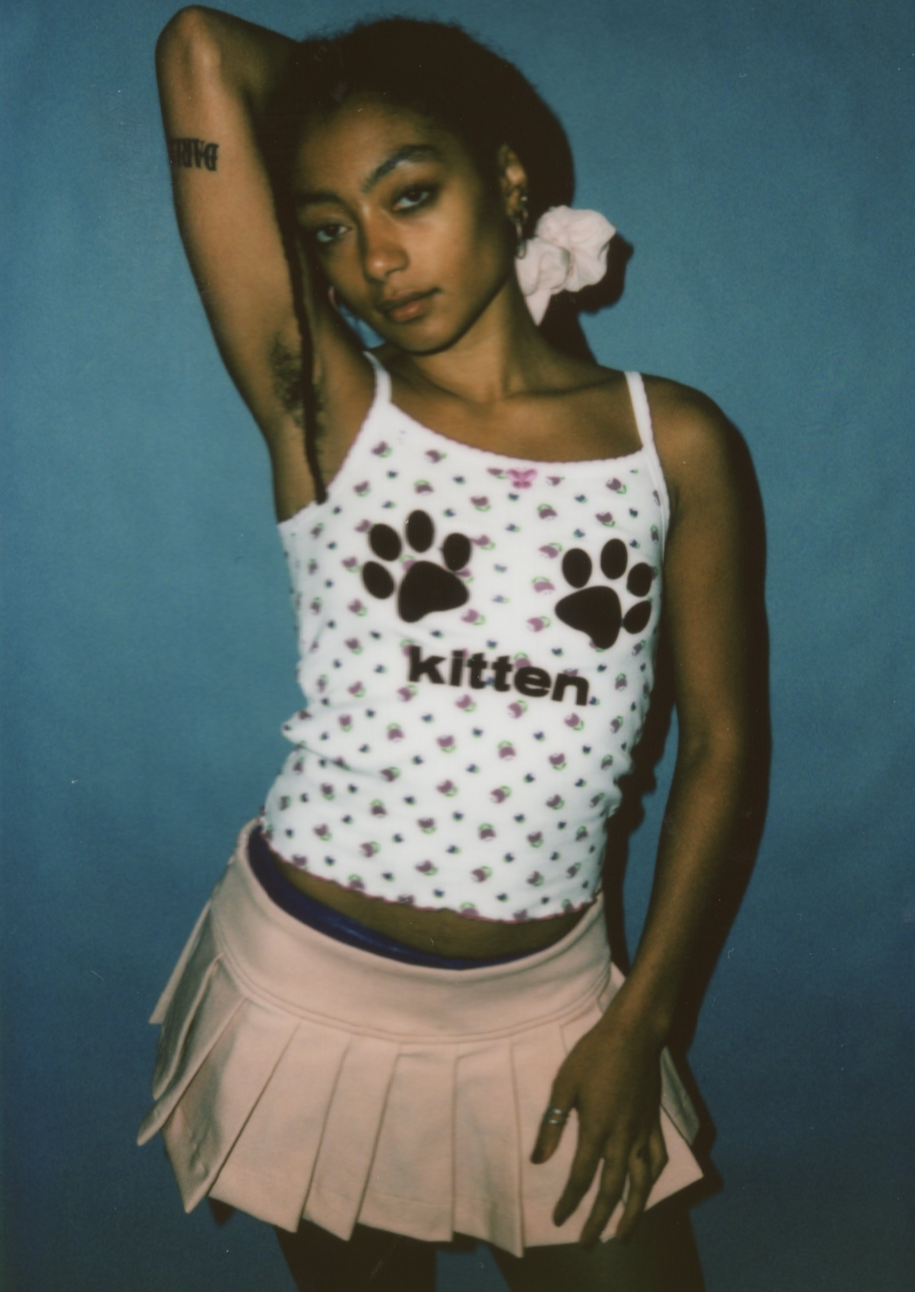 Kitten Tank Top in Purple Floral