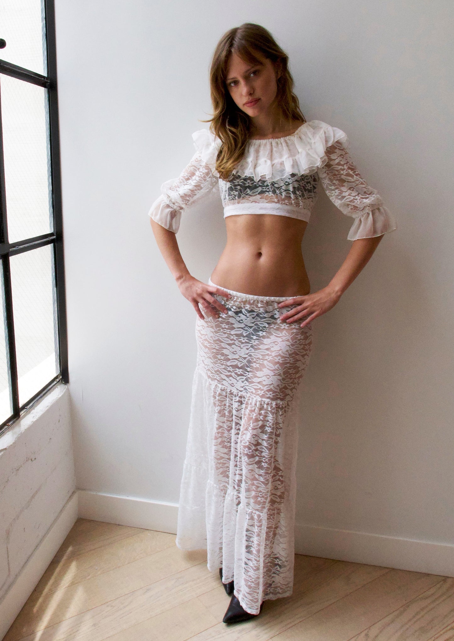 Valentina Skirt in White Lace